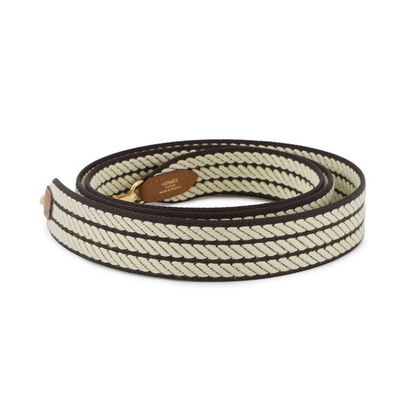 HERMES Bandouliere Angles Cortage Size 1"/41.3" Swift Leather/Canvas Pull No... - Picture 2 of 7